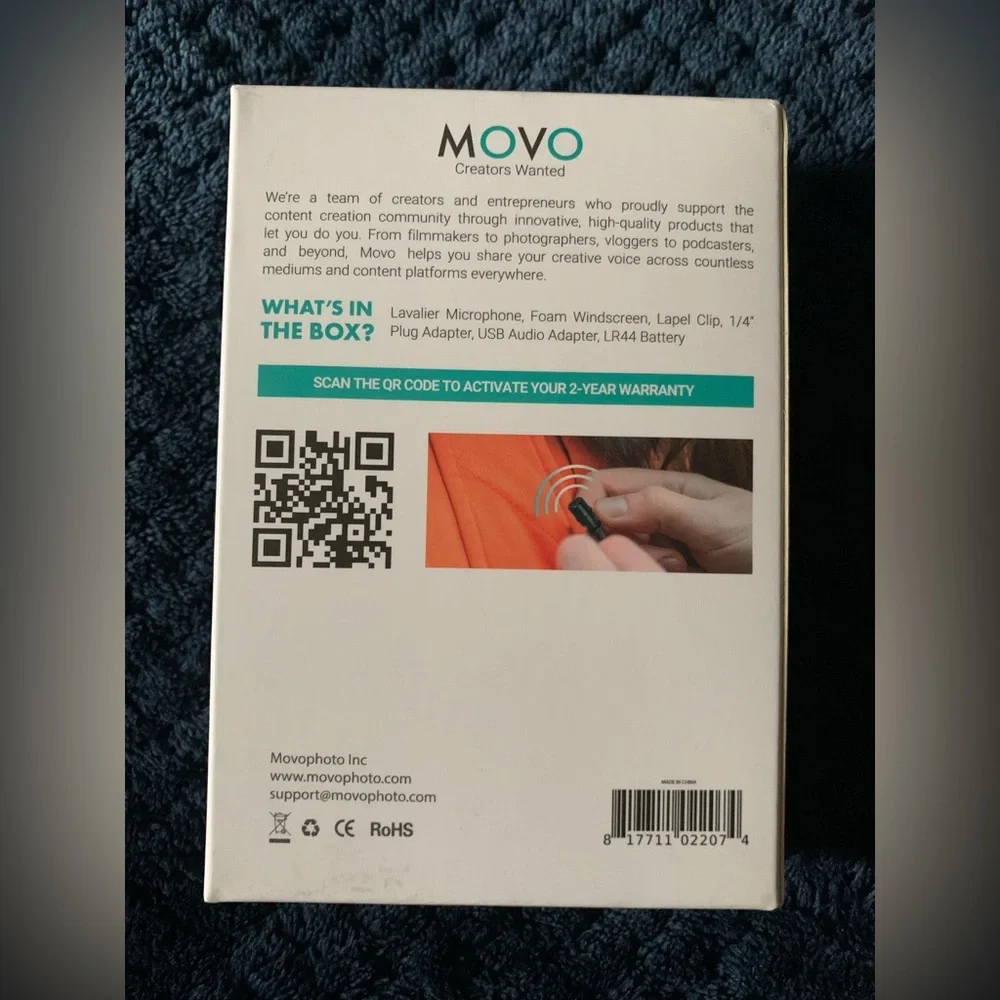 Movo LV1-USB Lavalier Microphone for Camera, Lapel iPhone & Android Smartphones